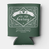 カントリーウェスタン素朴シックエメラルドグリーン結婚ズ 缶クーラー (正面)