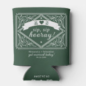 カントリーウェスタン素朴シックエメラルドグリーン結婚ズ 缶クーラー (裏面)