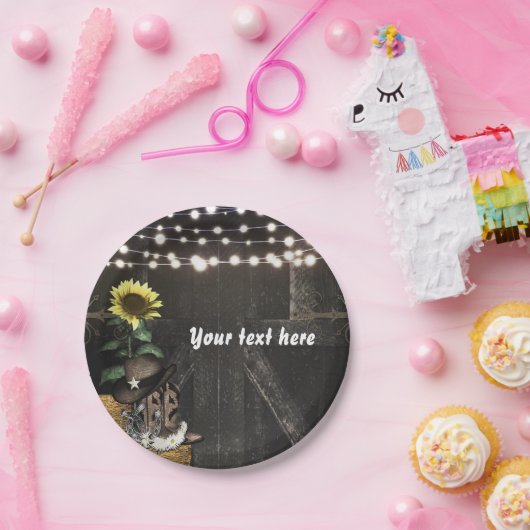 カントリーウェスタン素朴バーンドアウェディングパーティー ペーパープレート (パーティー)