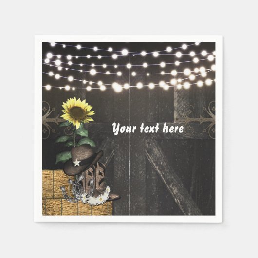 カントリーウェスタン素朴バーンドアナプキンス スタンダードカクテルナプキン (正面)