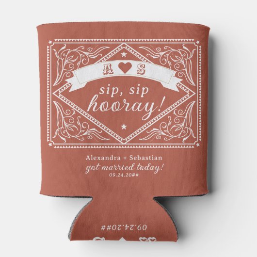 カントリーウェスタン素朴フローラテラコッタ結婚ズ 缶クーラー (裏面)