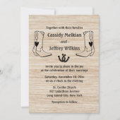 カントリーウェスタン結婚ズのカウボーイブーツ素朴ウッド 招待状 (正面)