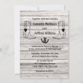 カントリーウェスタン結婚ズのカウボーイブーツ素朴ウッド 招待状 (正面)