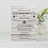 カントリーウェスタン結婚ズのカウボーイブーツ素朴ウッド 招待状 (スタンド正面)