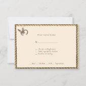 カントリーウェスタン結婚ズのピンクのバラの羽のロープ 出欠カード (裏面)