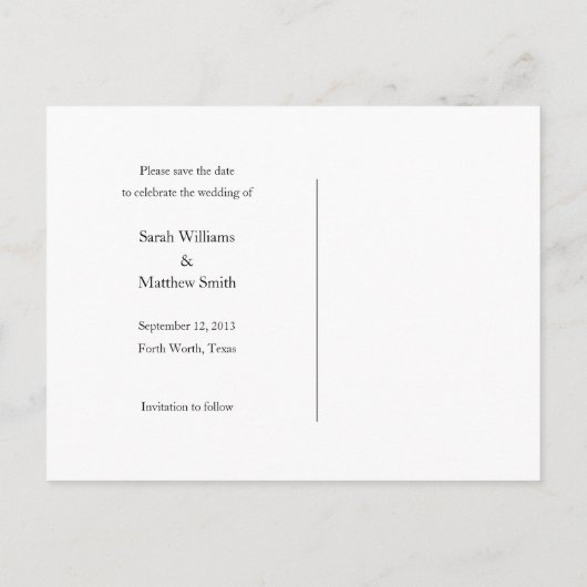 カントリーウェスタン結婚式の日付はがきを保存する 案内ポストカード (裏面)