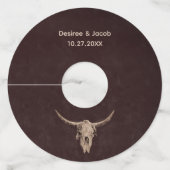 カントリーウェスタン ブラウン ラスティック ブル スカル ワイングラスタグ (正面)