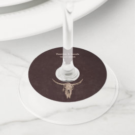 カントリーウェスタン ブラウン ラスティック ブル スカル ワイングラスタグ