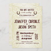 カントリーウェスタン 馬蹄 結婚式招待状 招待状 (正面/裏面)