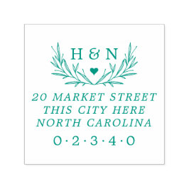 カントリーウェディングイニシャル植物学差出人住所 セルフインキングスタンプ