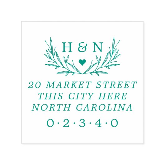 カントリーウェディングイニシャル植物学差出人住所 セルフインキングスタンプ (デザイン)