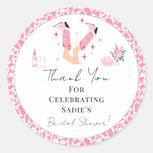 カントリーウェディングシャワーありがとう(Thank You Cowboy Boots & Bubb ラウンドシール (正面)