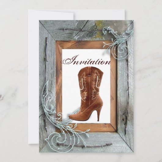 カントリーウェディングブライダルシャワーティーパーティの招待状 招待状 (正面)