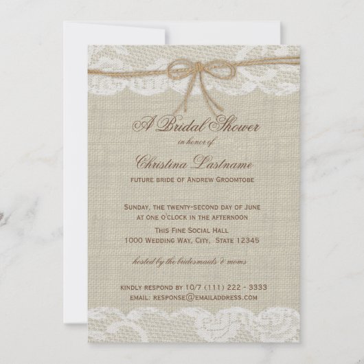 カントリーウェディングブライダルシャワー 招待状 (正面)