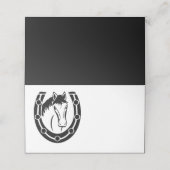 カントリーウェディングブラックホースシューウェスタン プレイスカード (外部開封)