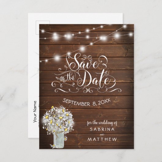 カントリーウェディングメイソンジャールデイジーはだしの花嫁™ ポストカード (正面/裏面)