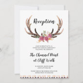 カントリーウェディング披露宴カード、水彩〔雄ジカの〕枝角 招待状 (正面)