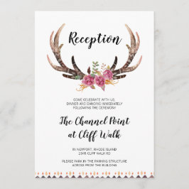 カントリーウェディング披露宴カード、水彩〔雄ジカの〕枝角 招待状