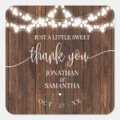 カントリーウェディング素朴ブライダルシャワーありがとう スクエアシール (正面)