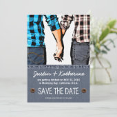 カントリーウェディング・セーブ・ザ・デート・カップル手をつなぐ 招待状 (スタンド正面)