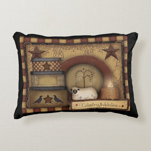 カントリーウェルカムアクセント枕16X12 アクセントクッション (正面)