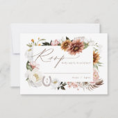 カントリーウエスタンウォーターカラーボヘミアンフローラフレーム 出欠カード (正面)