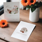 カントリーウエスタンウォーターカラーボヘミアン花模様バレル 出欠カード