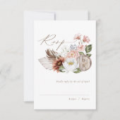 カントリーウエスタンウォーターカラーボヘミアン花模様バレル 出欠カード (正面)