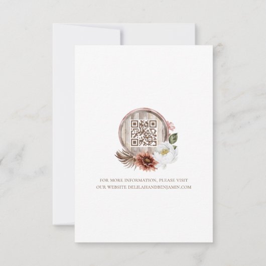 カントリーウエスタンウォーターカラーボヘミアン花模様バレル 出欠カード (裏面)