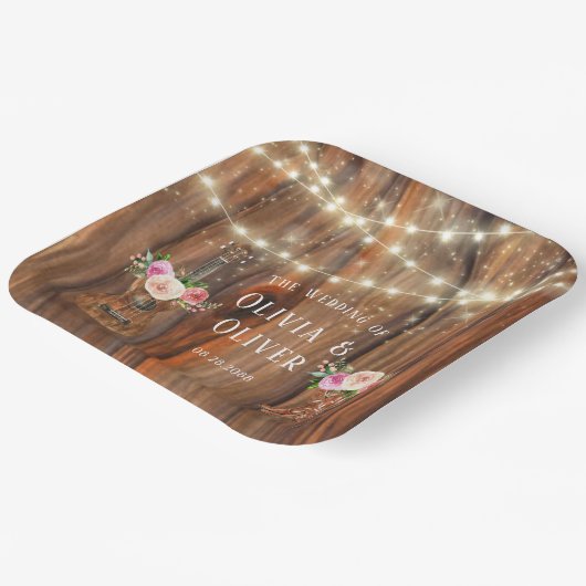 カントリーウエスタンウッドライトバイオリン結婚ズ ペーパープレート (傾斜あり)