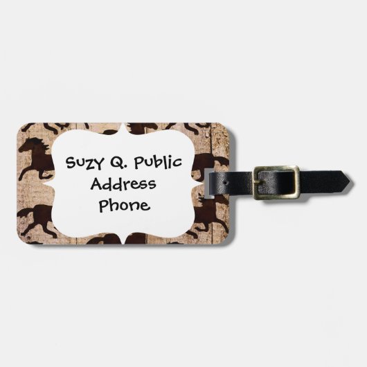 カントリーウエスタンウースオンバーンウッドカウボーイギフト ラゲッジタグ (正面横)