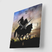 カントリーウエスタンカウボーイステアロープ スクエア壁時計 (傾斜)