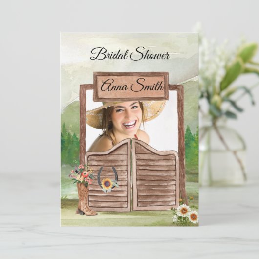 カントリーウエスタンカウボーイフォトブライダルシャワー 招待状 (スタンド正面)