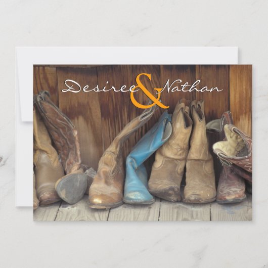 カントリーウエスタンカウボーイブーツ結婚式招待状 招待状 (正面)