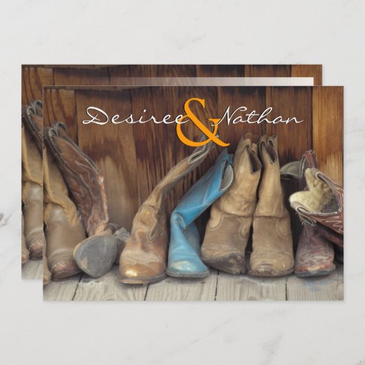 カントリーウエスタンカウボーイブーツ結婚式招待状 招待状 (正面/裏面)