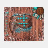 カントリーウエスタンカウボーイブーツ&フラワーカスタムズ フリースブランケット (正面(横))