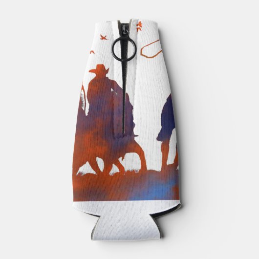 カントリーウエスタンカウボーイローピングホワイト ボトルクーラー (裏面)