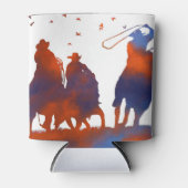 カントリーウエスタンカウボーイローピングホワイト 缶クーラー (正面)