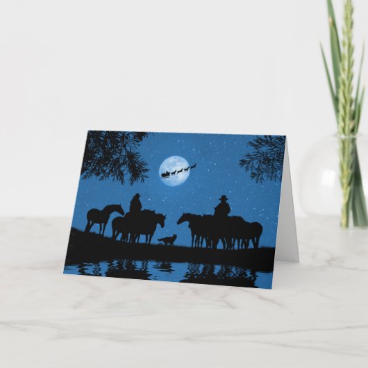 カントリーウエスタンカウボーイ女性のカーボーイクリスマスホリデー カード (正面)