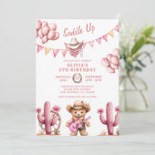 カントリーウエスタンガール女性のカーボーイ誕生日招待状 招待状 (スタンド正面)