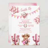 カントリーウエスタンガール女性のカーボーイ誕生日招待状 招待状 (正面/裏面)