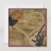 カントリーウエスタンギター結婚式招待状 招待状 (正面)