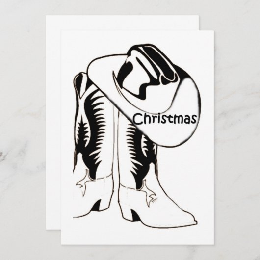 カントリーウエスタンクリスマスパーティの招待状 招待状 (正面/裏面)