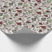 カントリーウエスタンクリスマスフローラトナカイスカル ラッピングペーパー (角)