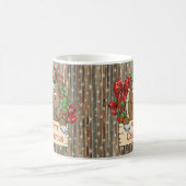 カントリーウエスタンクリスマスホースバーンウッドと雪 コーヒーマグカップ (中央)