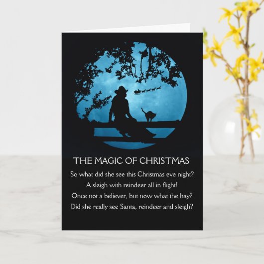 カントリーウエスタンクリスマス魔法女性のカーボーイ カード (黄色い花)