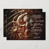 カントリーウエスタンサドルレザー結婚式招待状 招待状 (正面/裏面)