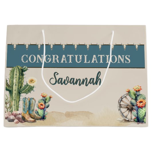 カントリーウエスタンサボットブパーソナライズされたーツ ラージペーパーバッグ (正面)