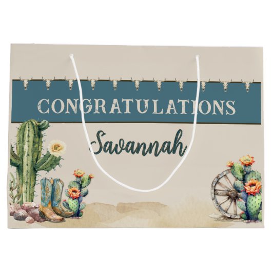 カントリーウエスタンサボットブパーソナライズされたーツ ラージペーパーバッグ (裏面)