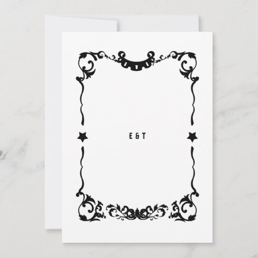 カントリーウエスタンスターズフォーマル白黒結婚ズ 招待状 (裏面)